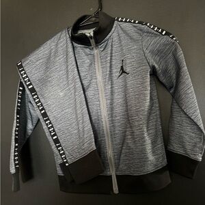 Jordan tracksuit  Heather Gray and Black Zip-Up Jacket and pants
